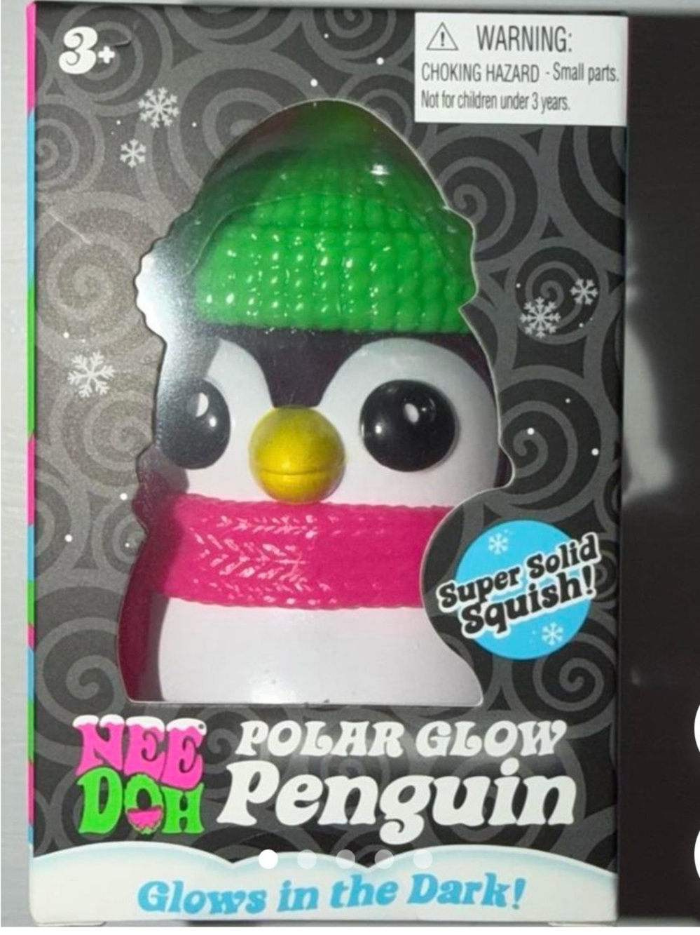 NeeDoh Polar Glow Penguin squishy Toy - Pink & Green